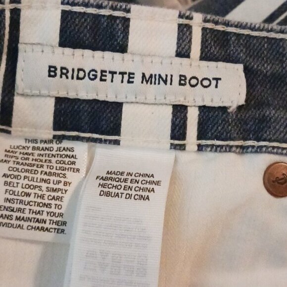 Lucky Brand Jeans Blue Striped Bridgette Mini Boot Cropped Womens Size 00 - Picture 7 of 8